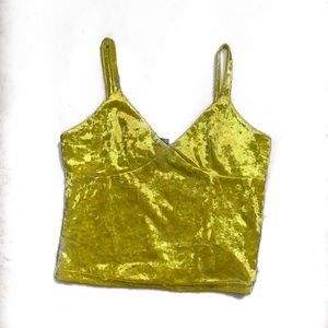 Neon yellow suede crop top